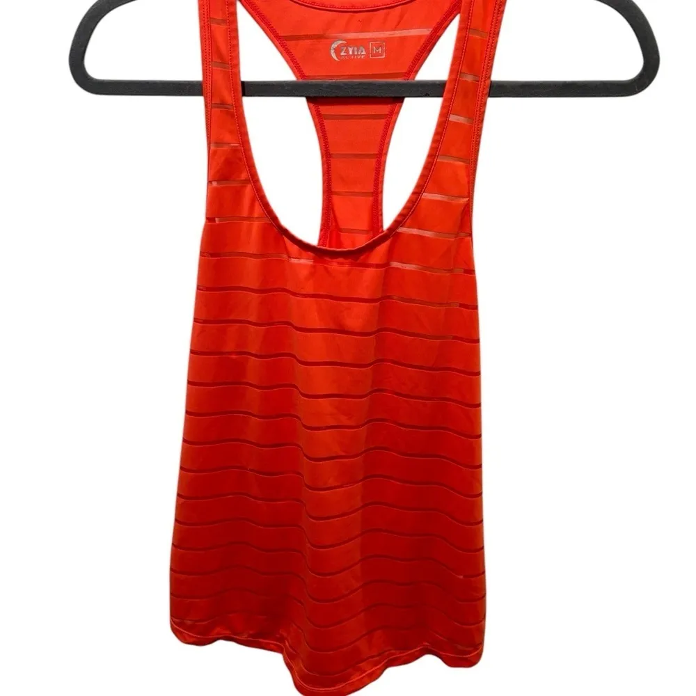 Lot 4 Zyia Athletic Tank Tops Size M Racerbacks Orange Coral Poppy White Camo - Image 7
