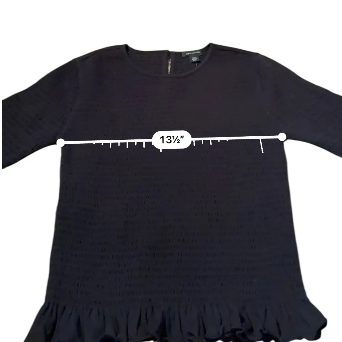 Ann Taylor NWT Smocked Ruffle Hem Top Women's XXSP Black Short Sleeve Workwear - Image 6