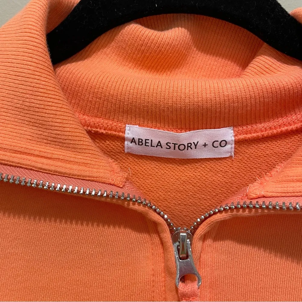 Abela Story + Co Unwind Quarter Zip Pullover Sweatshirt Coral Orange Size Medium - Image 9