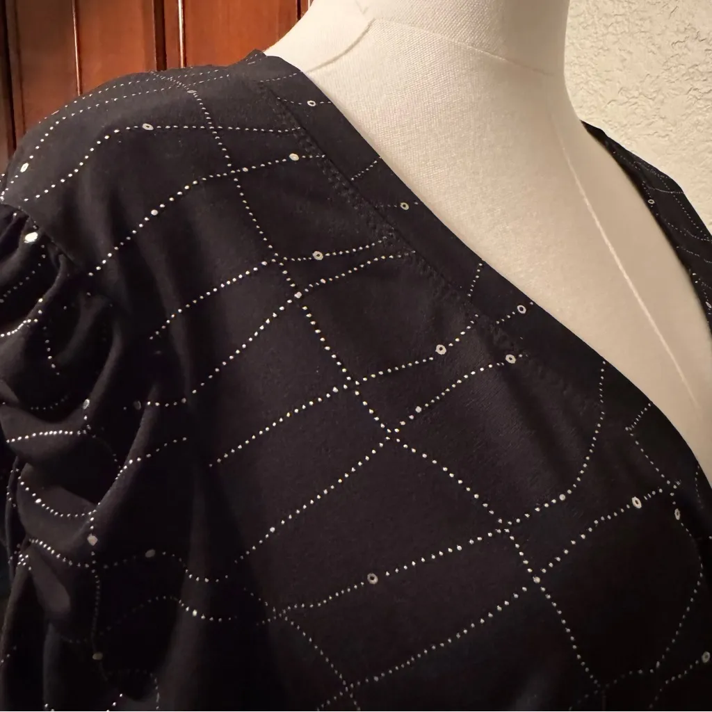 Love Tease Black Bolero Cardigan Sweater Top with Silver Detail XL - Image 6