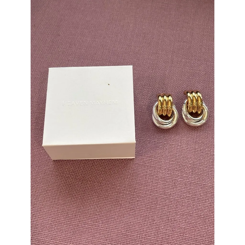 Heaven Mayhem Double Knot Earrings in Mixed Metal One Size Womens Jewelry Silver - Image 6