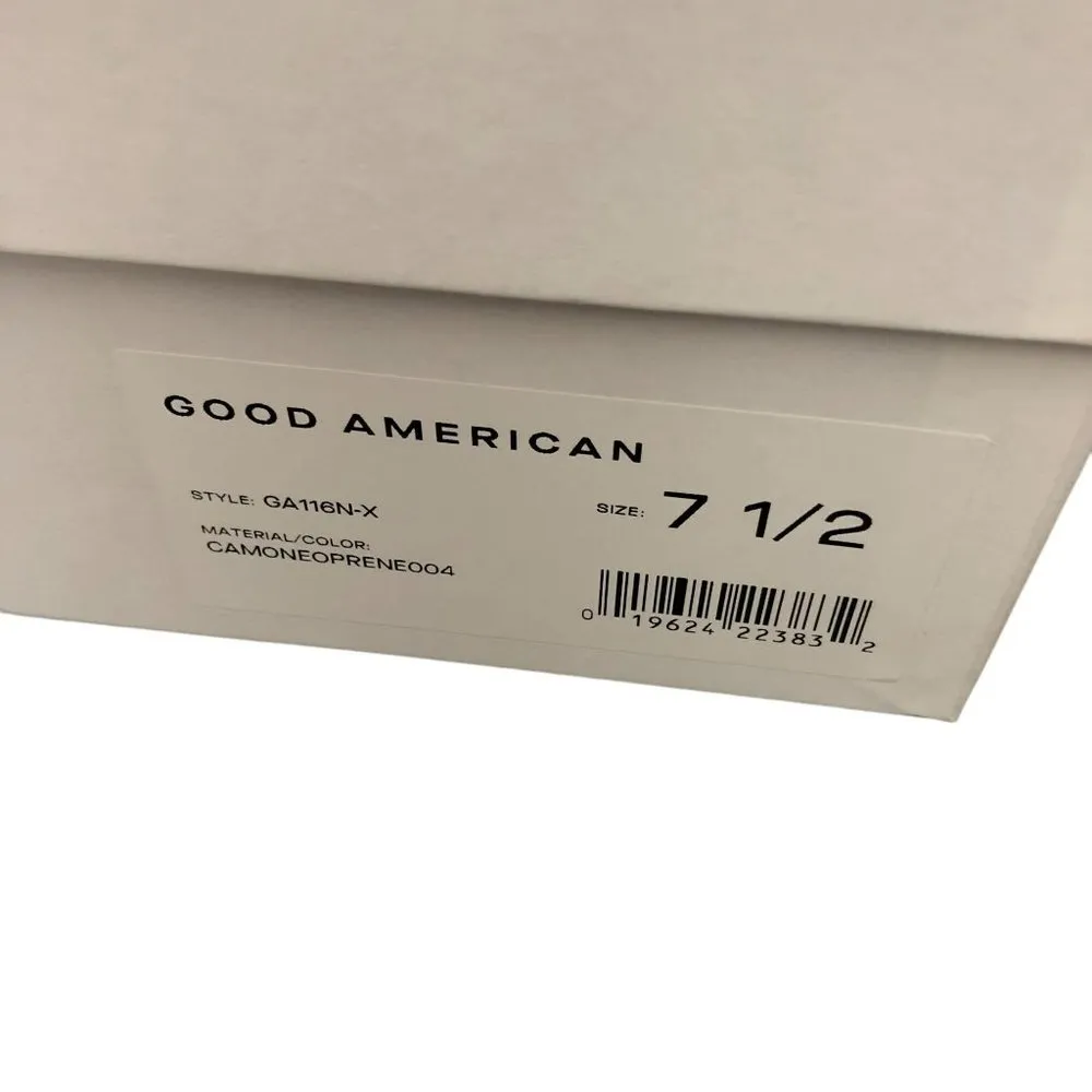 Good American Kickstand Booties Camo Neoprene Stiletto Pointed Toe Green 7.5 - Image 7