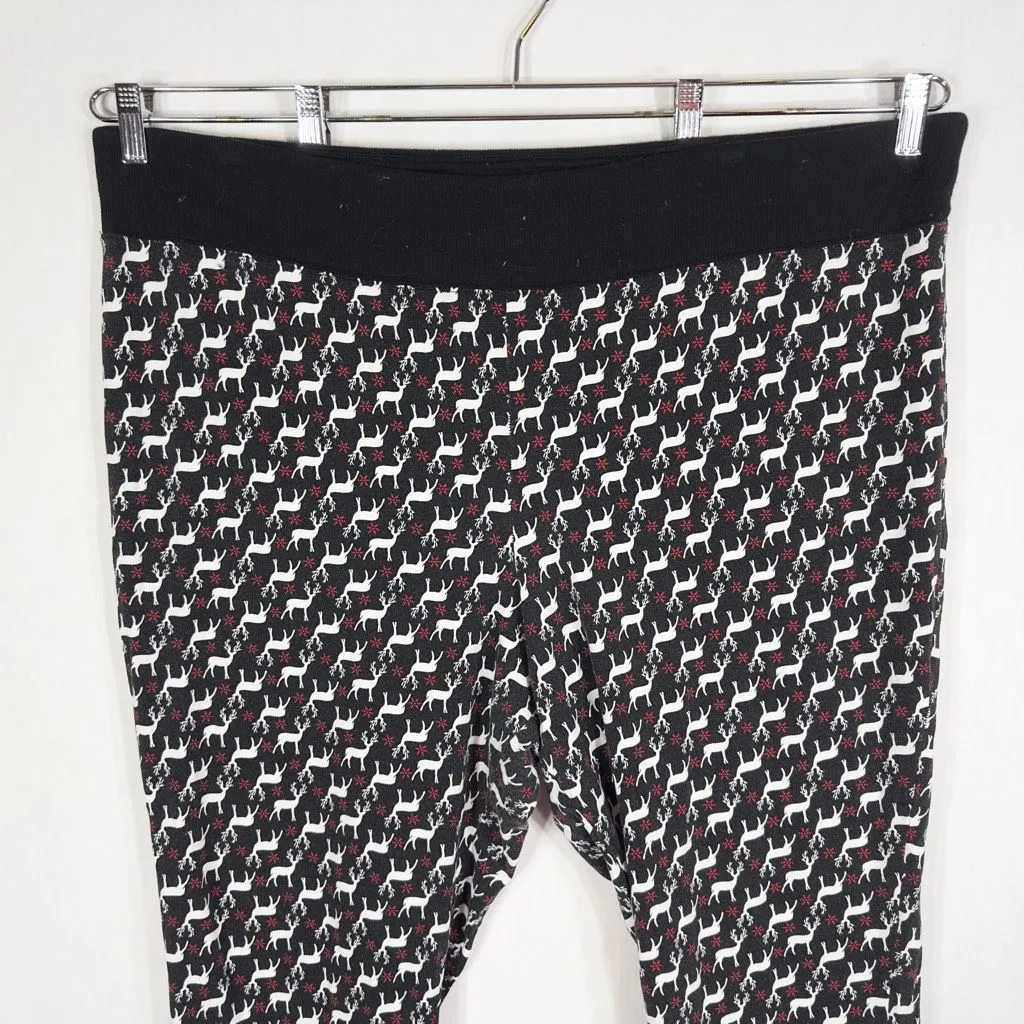 Cacique Plus Size 26W 28W‎ Pajama Pants Black White Reindeer Christmas 762 - Image 3