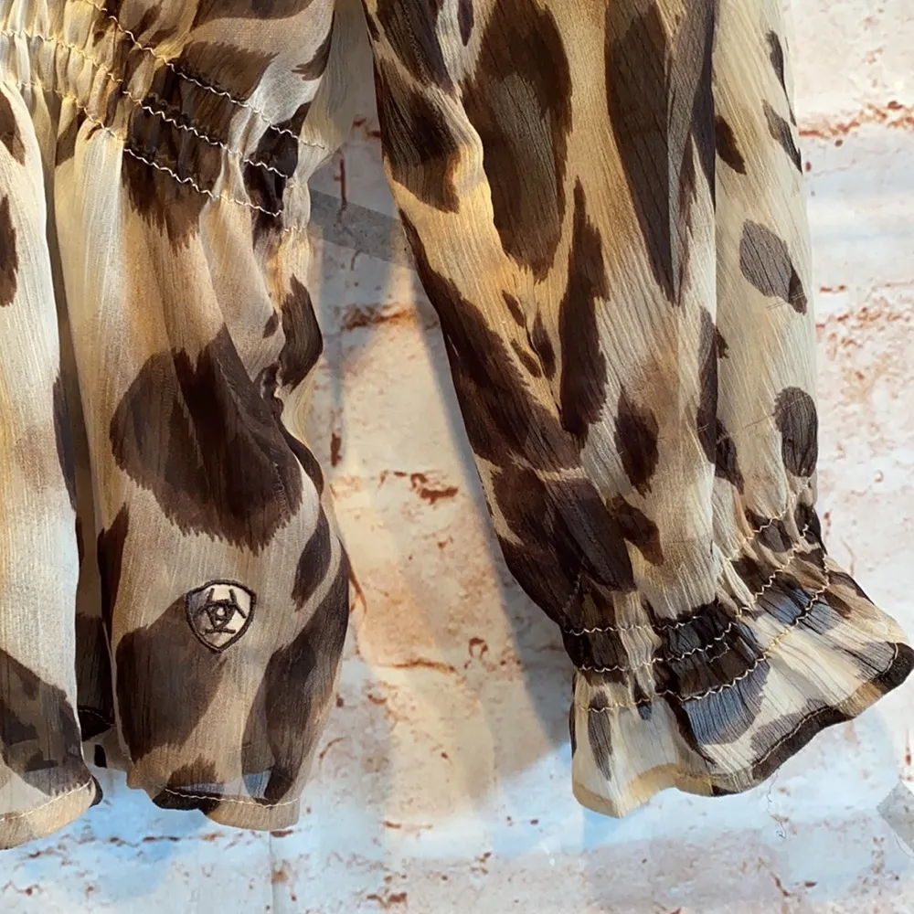 Ariat semi sheer animal print blouse pullover S - Image 2