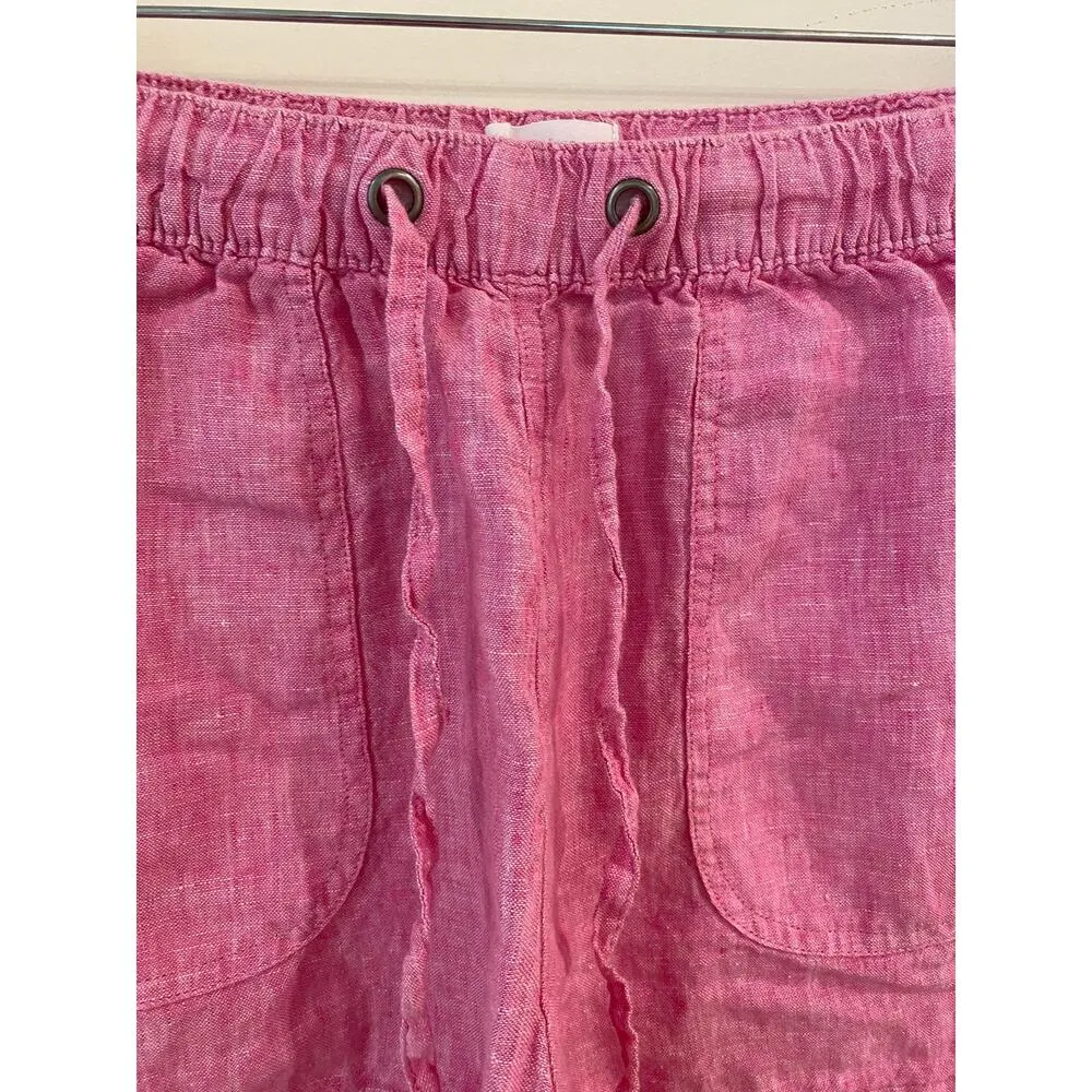 C&C California Drawstring Linen Pull On Sweat Shorts Pink Women's Size Medium - Image 3