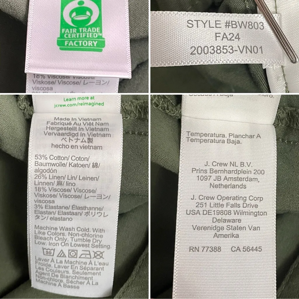 NWT J. Crew Lizzie Wide Leg Pants Size 34 (18) Pine Green High Rise Patch Pocket - Image 12