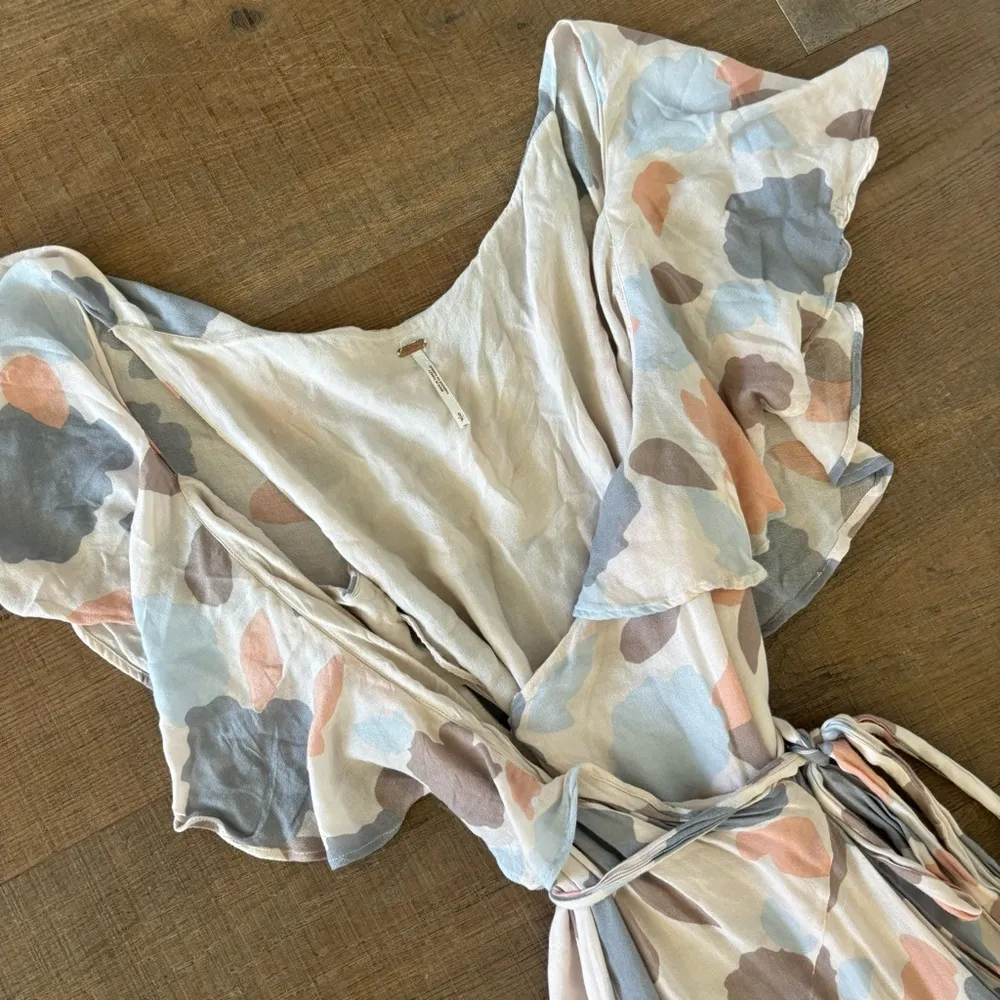 free people faye floral ruffle wrap high low maxi dress flutter hi lo - Image 4