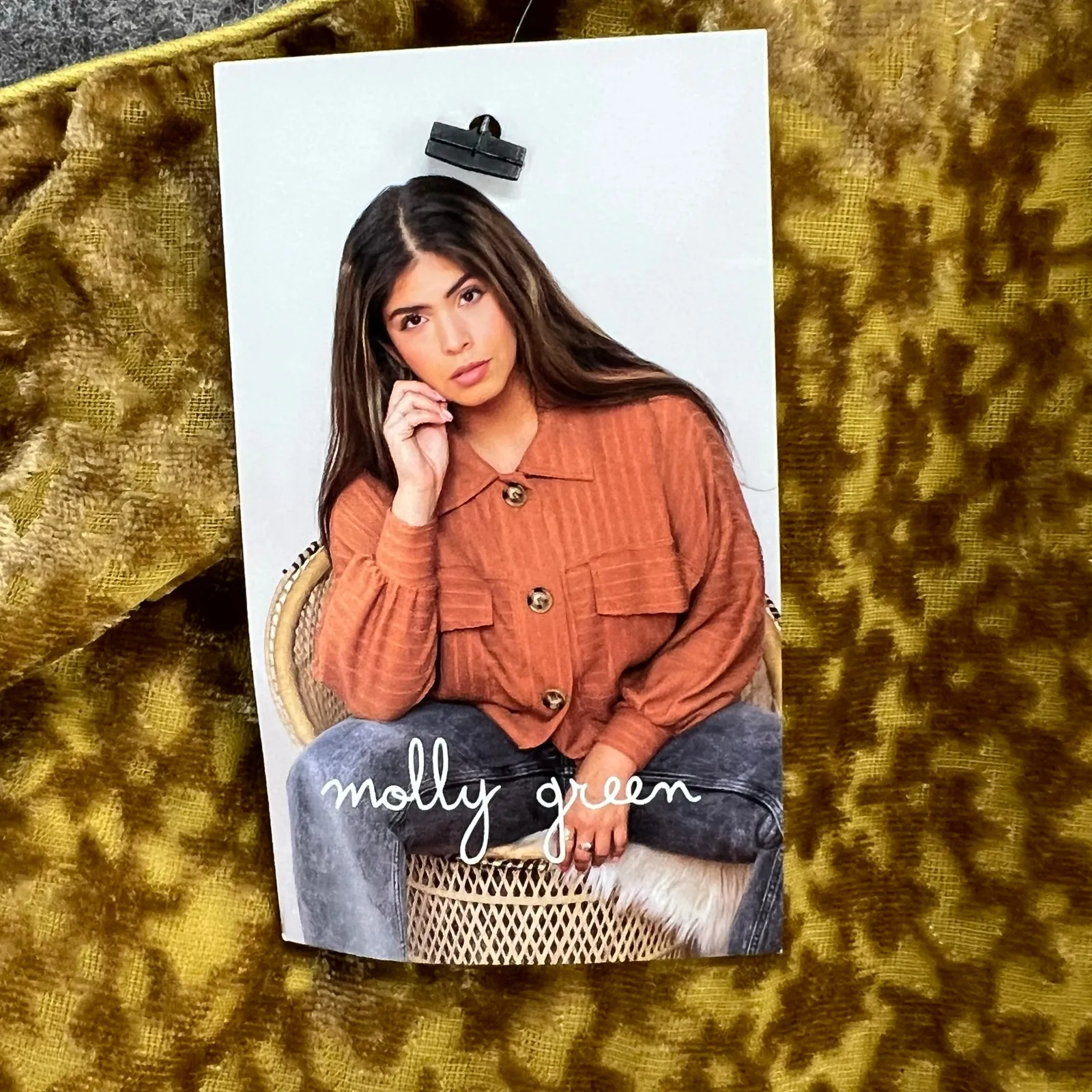 Molly Green Zion Burnout Velvet Dress L Gold Brown One Shoulder Retro Glam Boho - Image 11