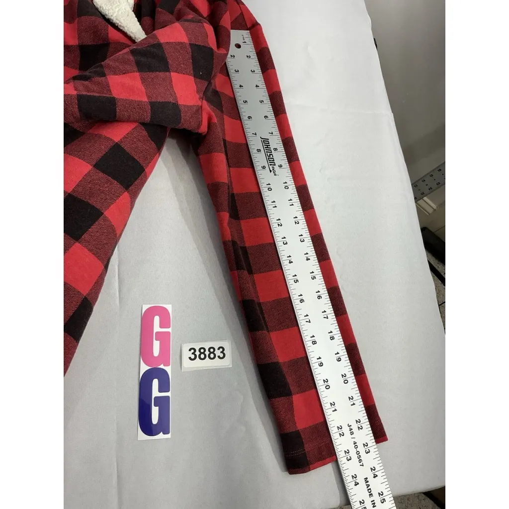 Womans Eddie Bauer XL Cardigan Black Red Checked Lined Open Front - Image 7