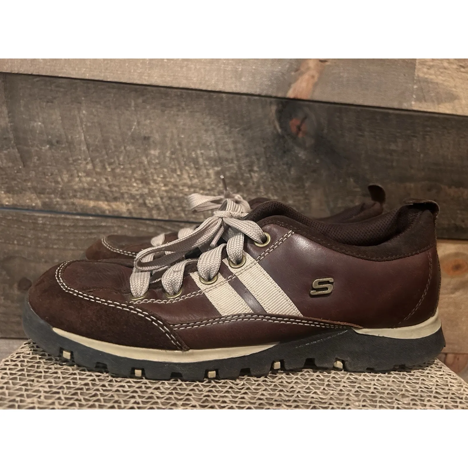 Skechers Brown Toffee Leather & Suede‎ Sneakers Womens Size 6 SN 46077 - Image 2