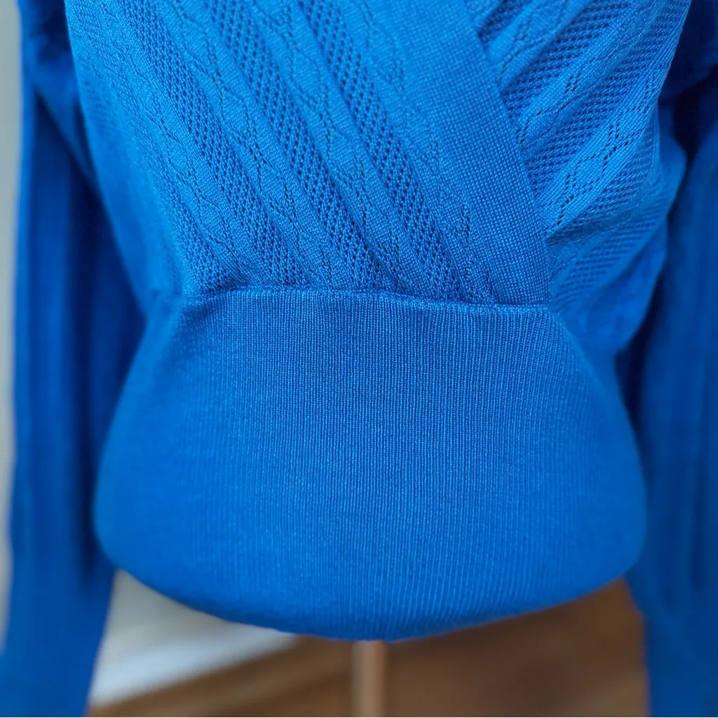 Pink Rose Vibrant Blue V-Neck Knit Sweater S NWT Wrap Glam Chic Trendy Feminine - Image 10