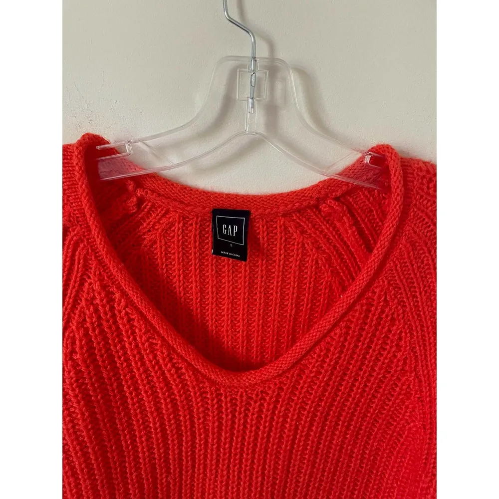 Gap Cable Roll Neck Oversized Sweater Orange Size Small - Image 4