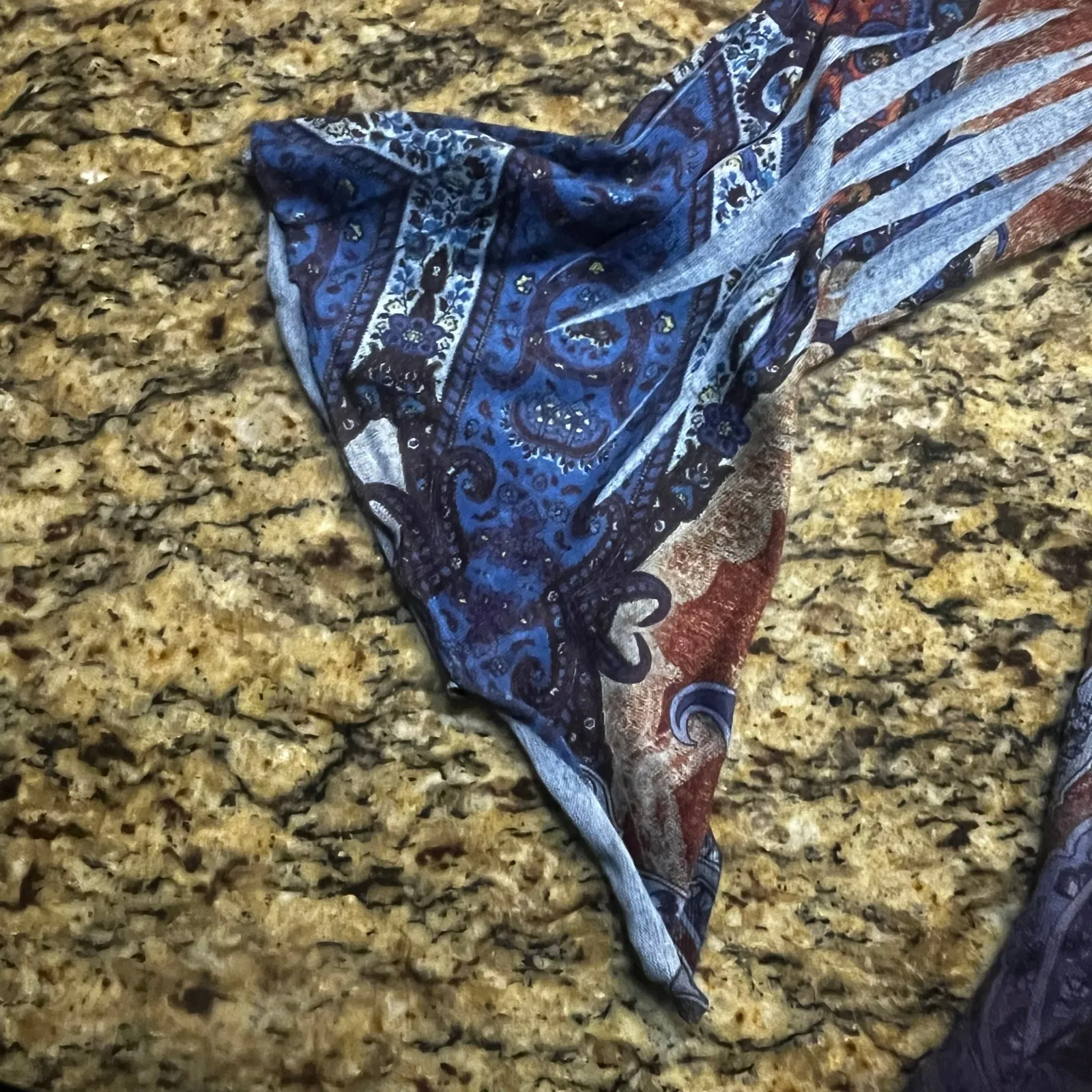 Vintage Women XL Boho Paisley Embellished Top Goth Coquette Fairycore Bell Blue - Image 4