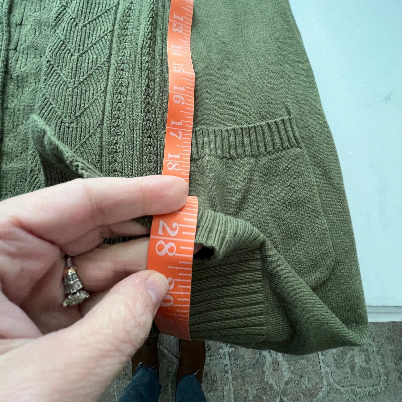 Cozy Army Green‎ Hooded Cardigan XXS Knit Cottagecore Academia Layering Casual - Image 6