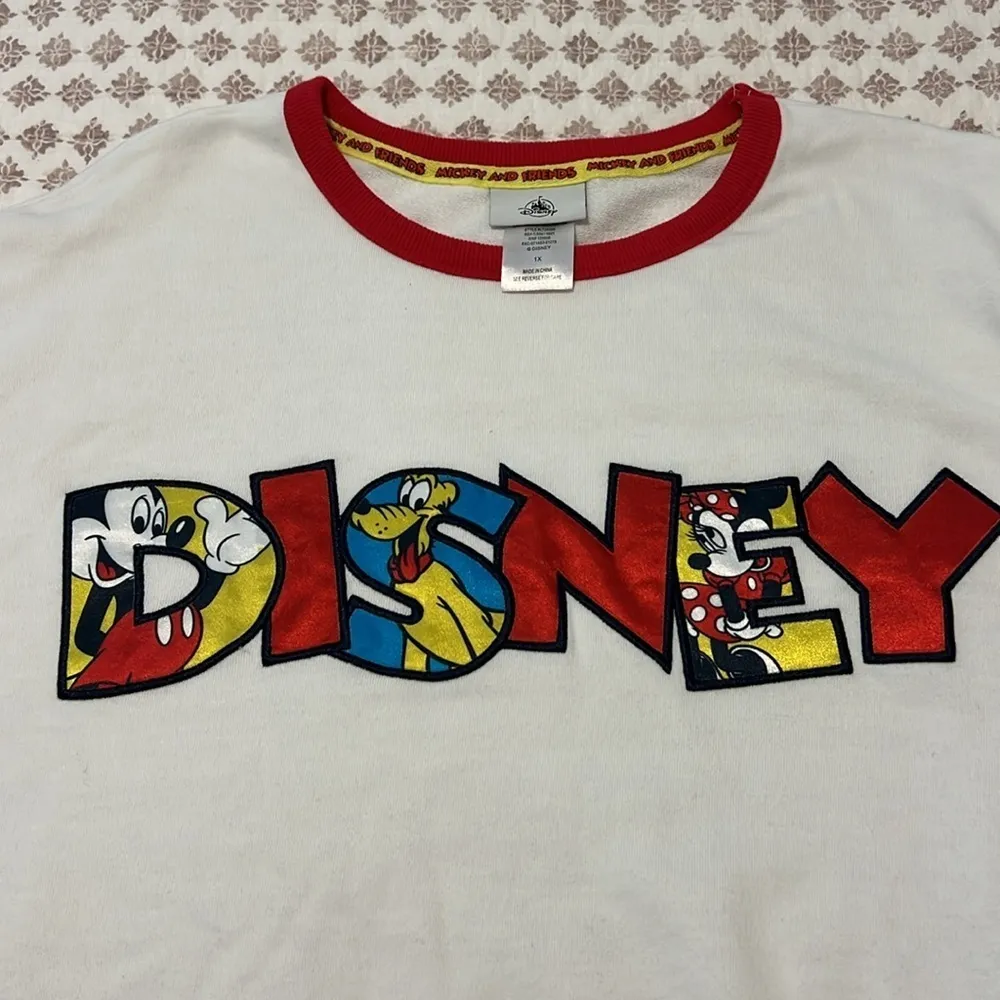 WDW Vintage Style Block Letter Primary Color Crew Neck Sweatshirt Walt Disney - Image 5