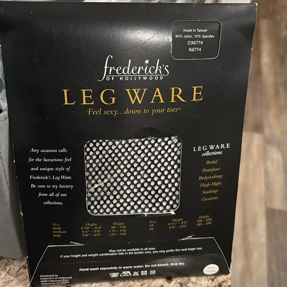NIP hosiery from Frederick's of Hollywood black ballerina fishnet medium - Image 3