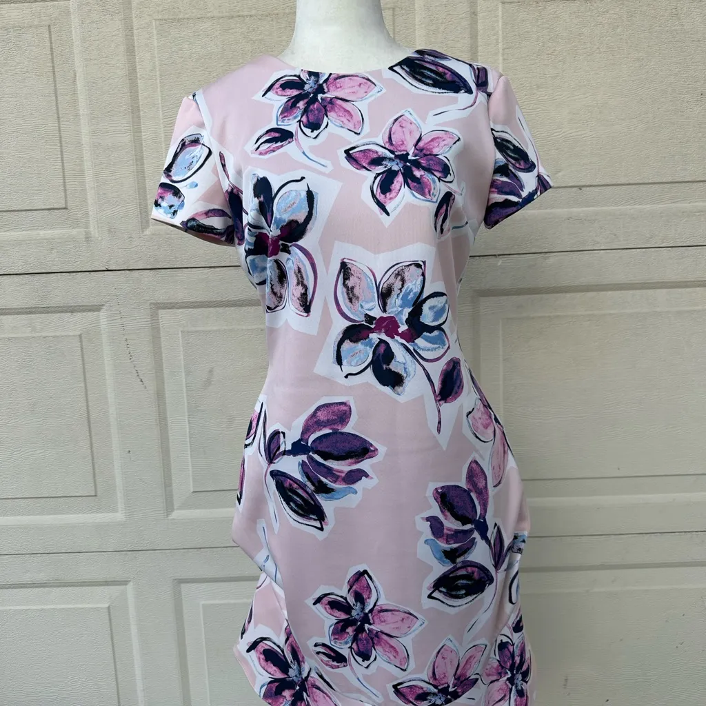 IVANKA TRUMP Floral Pink Short Sleeve Mini Dress - Image 2