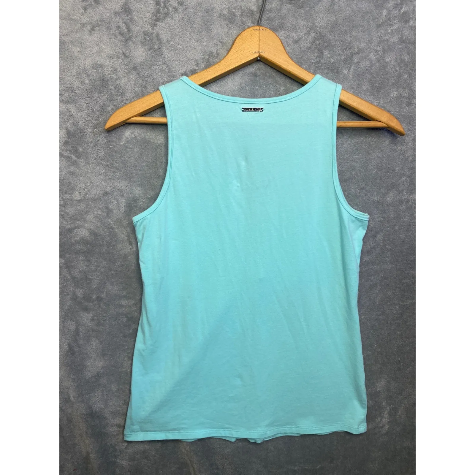Michael‎ Kors Aqua Blue V Neck Zipper Ruched Tank Top Women's Size Medium - Image 5