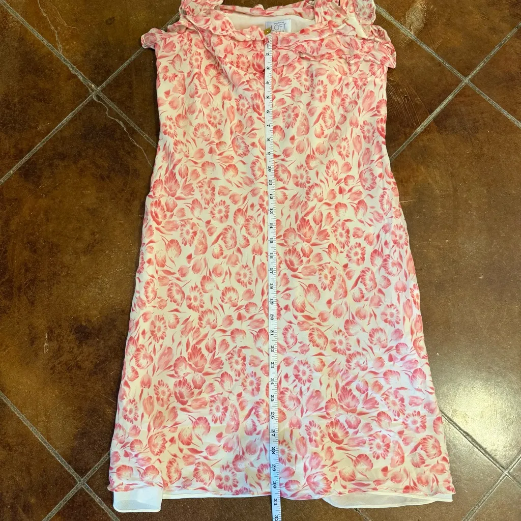 LOFT Floral Ruffle Flowy Dress in Pink and Cream - Image 5
