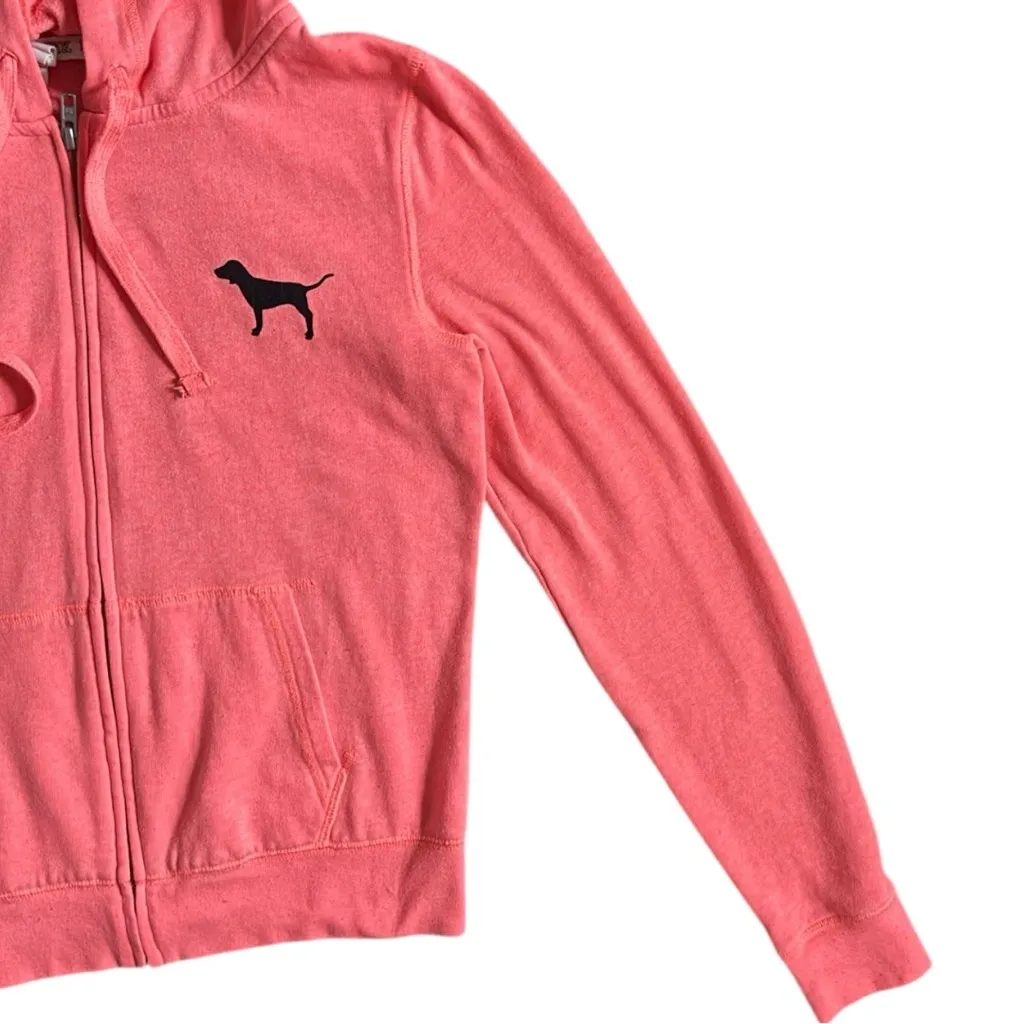 PINK Victoria’s Secret Y2K Coral Zip-Up Hoodie Small | Cozy Logo Sweatshirt - Image 4