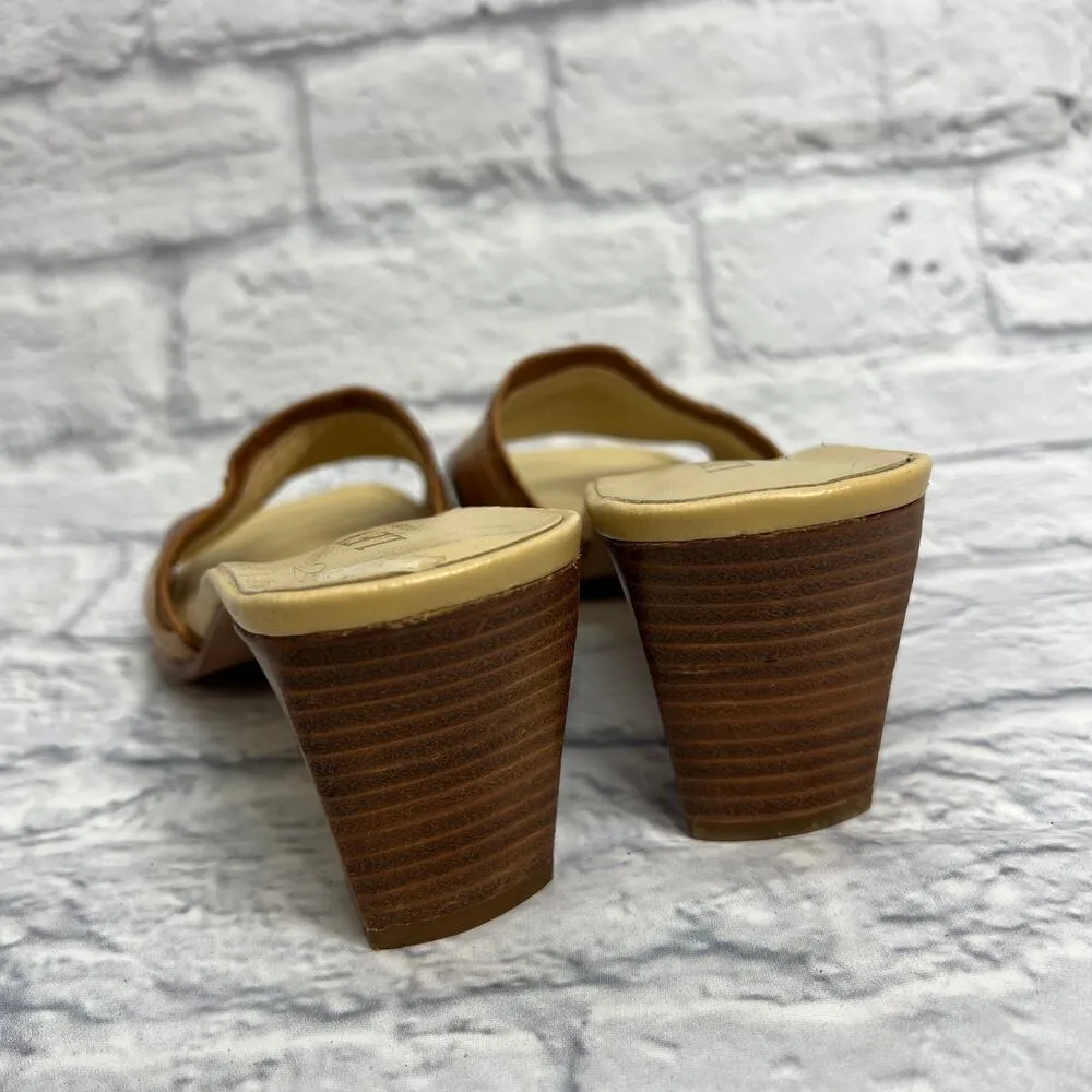 Levity Made in Spain Brown Leather Mules Slip On Size 8 2.75" heels - Image 4