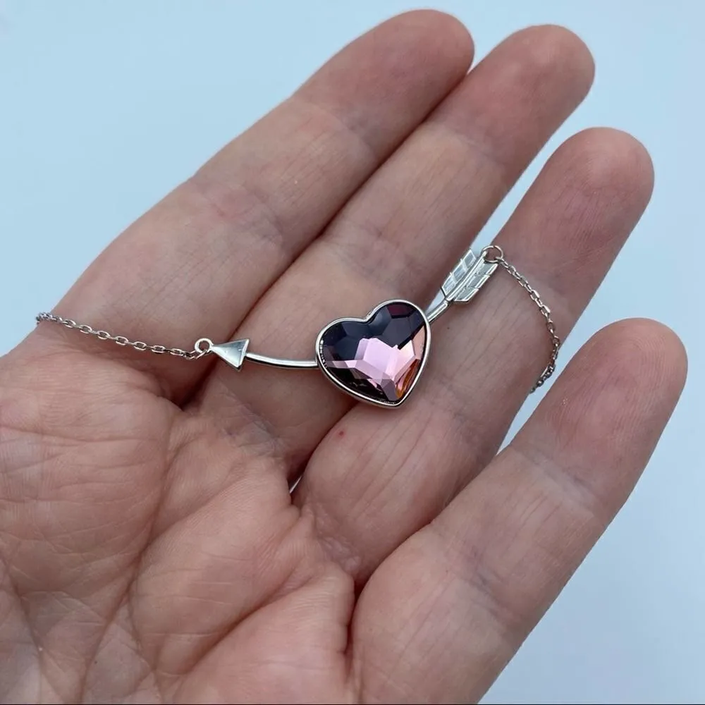 Amethyst Austrian Crystal Heart Infinity Love Necklace Purple - Image 4