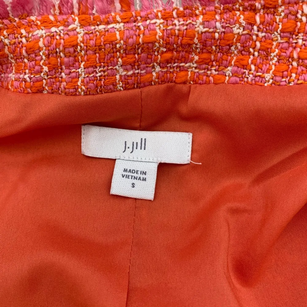 J. JILL Dahlia Blazer Tweed Jacket Size Small Coral Pink Career Office Spring Orange - Image 9