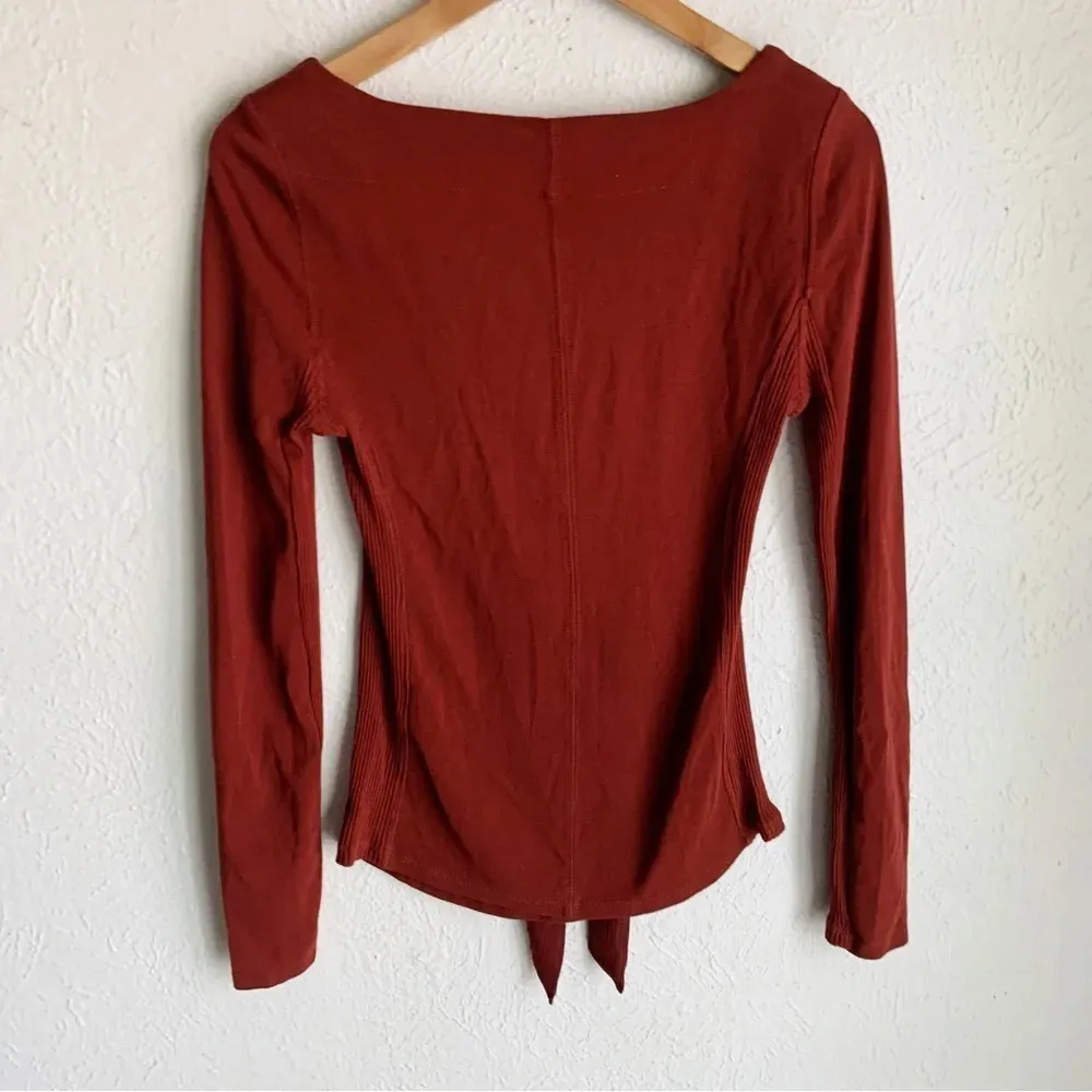 Free People Lace-Up Top Rust Sz Small - Image 3