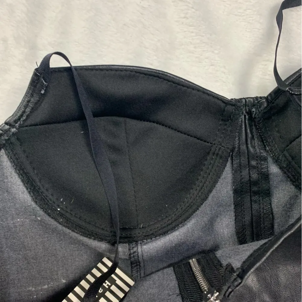 Haute Monde size XL faux leather Black Bustier Top - Image 5