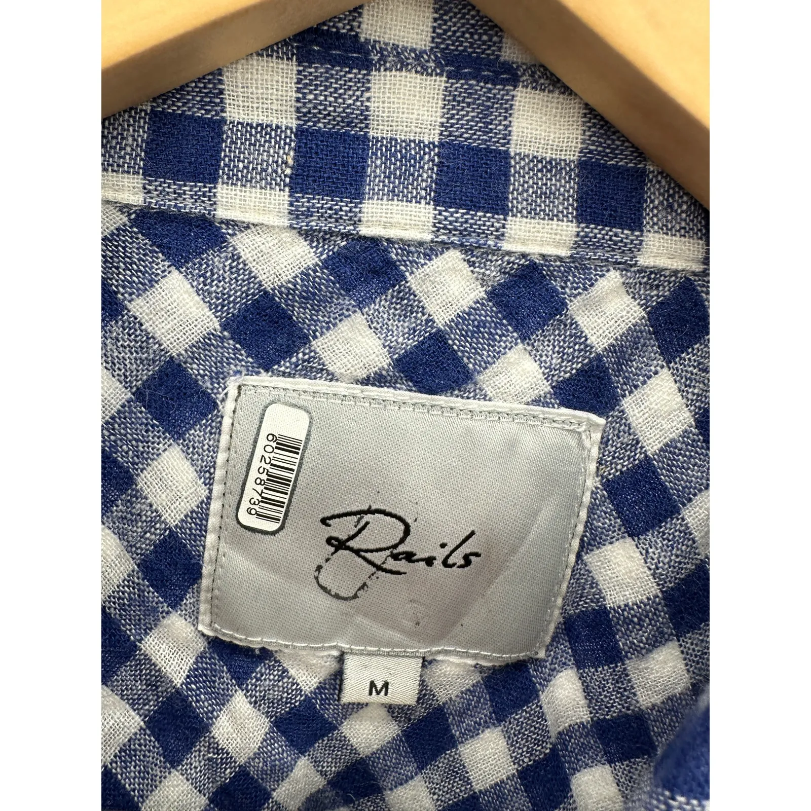 Rails Womens Blue Linen Gingham Button Down Shirt Size M Picnic Summer Spring - Image 4