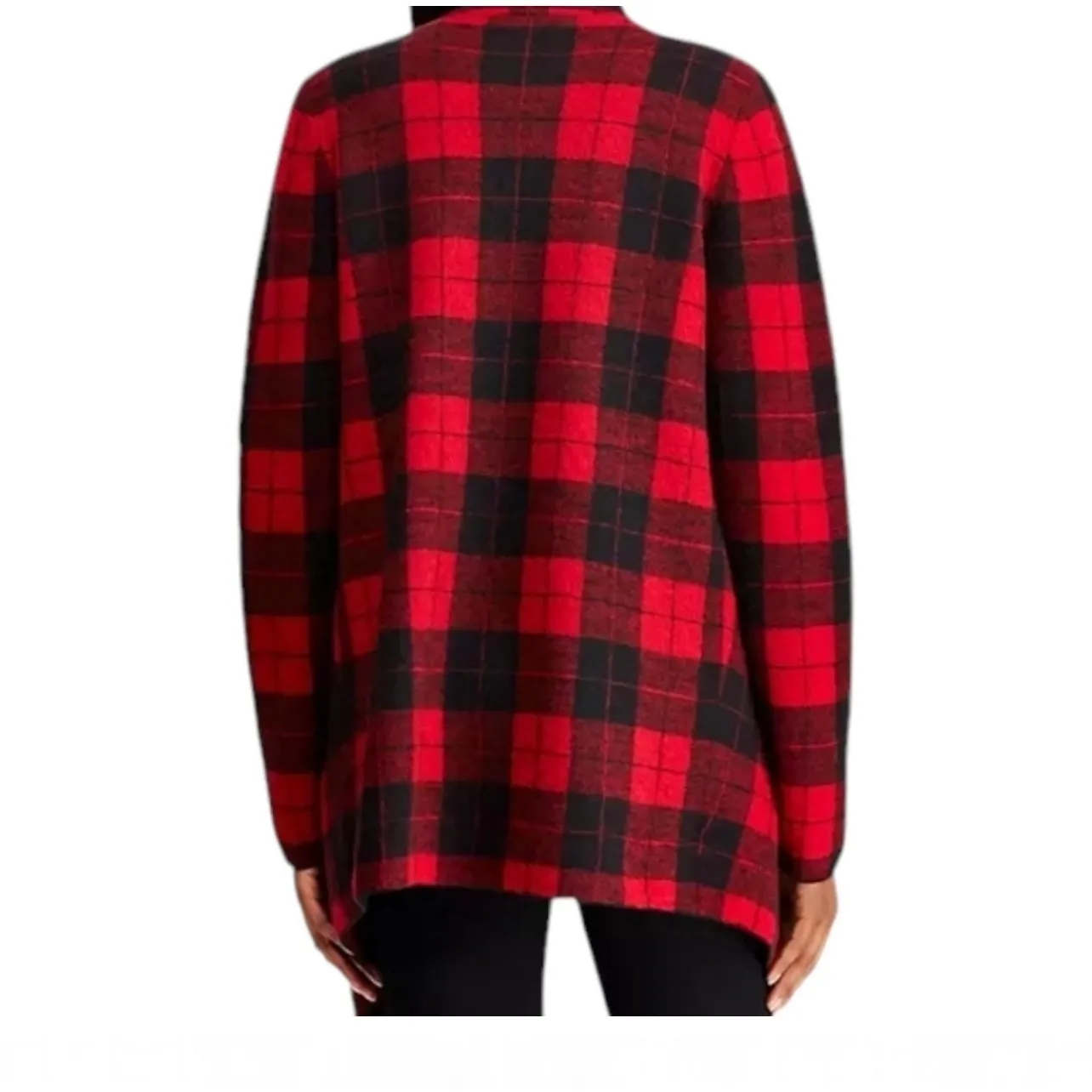 Ralph Lauren size L cardigan 100% wool buffalo plaid **flaws see photo #3 Black Size L - Image 2