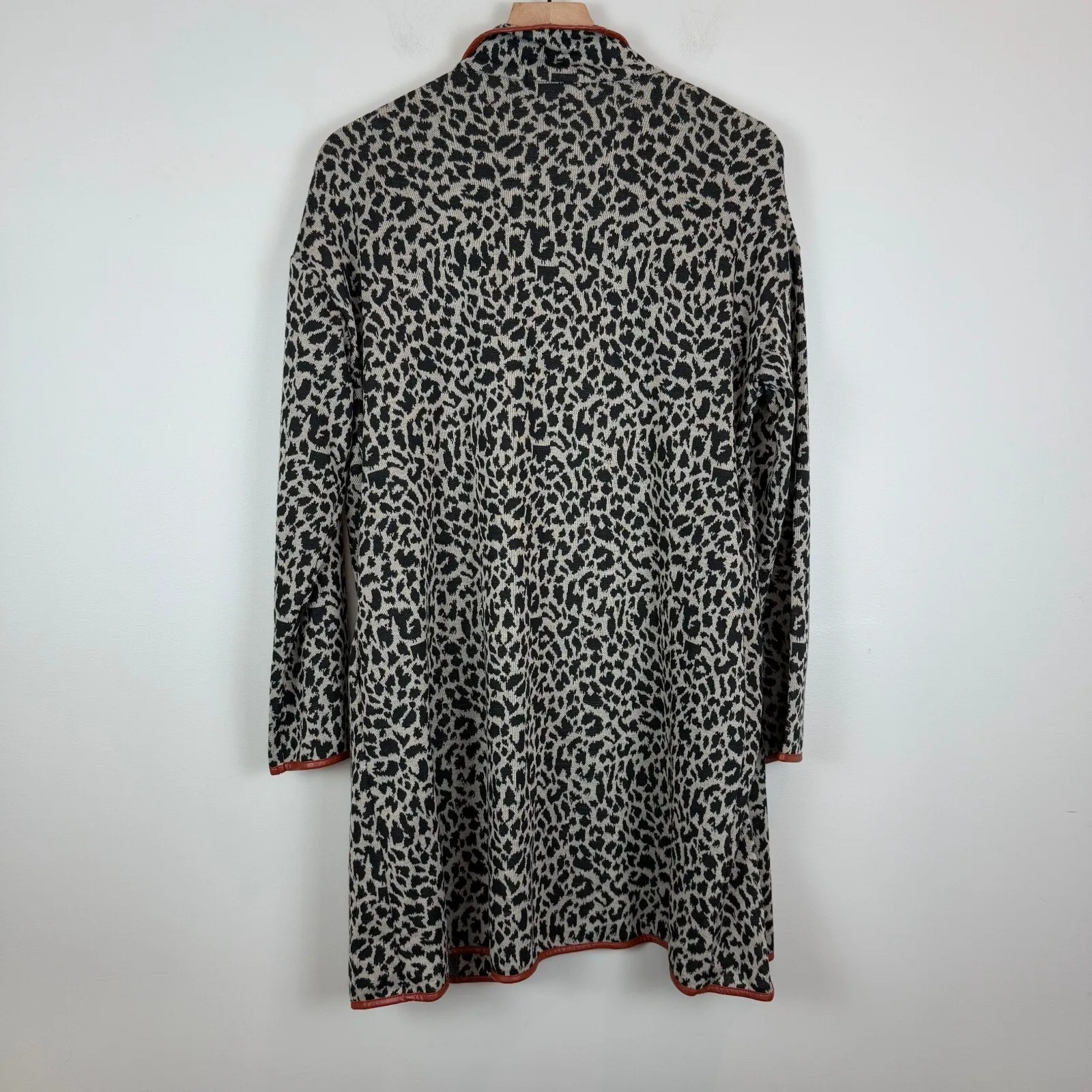 THML  Cardigan Women's Medium Multi Leopard Print Open Front Long‎ Cozy Sweater - Image 3