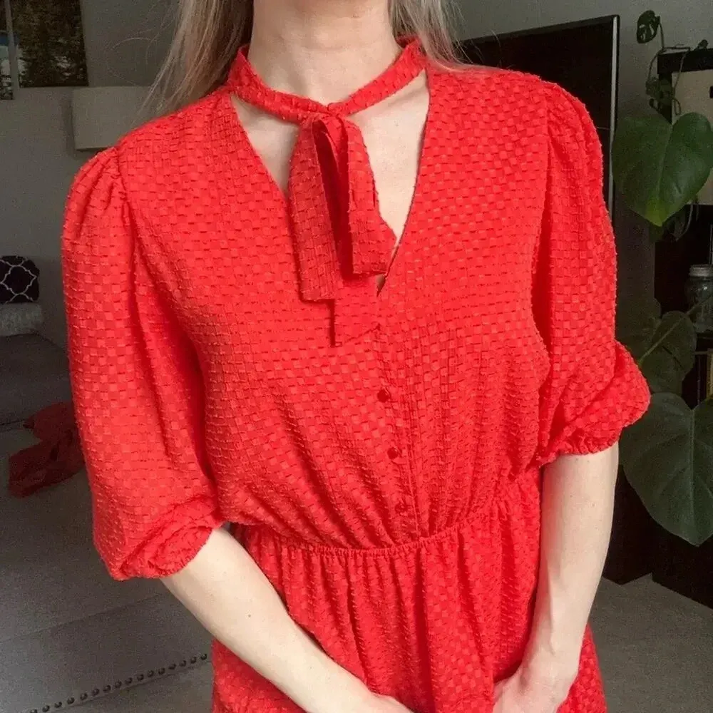 Nanette Lepore Red Tiered Dress Size 6 - Image 3