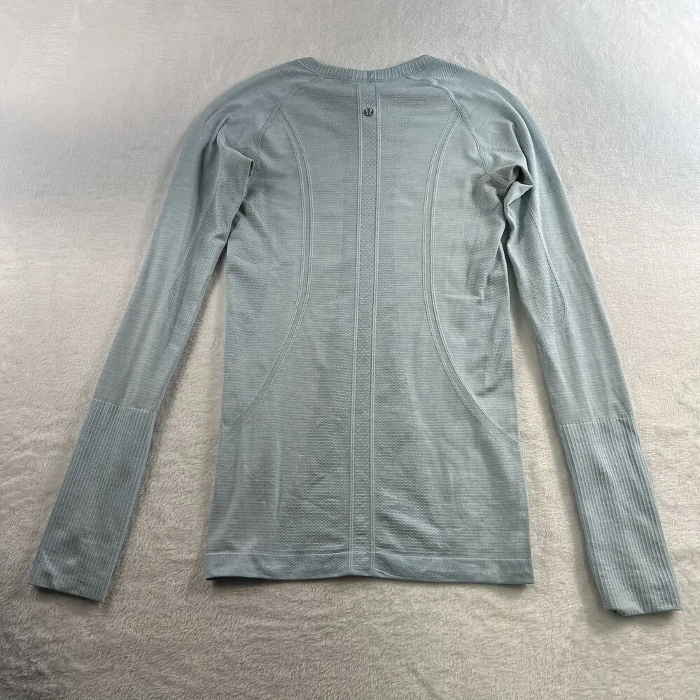 Lululemon 4 Run Swiftly Tech Long Sleeve Aquamarine Seamless Thumbholes Athletic - Image 12