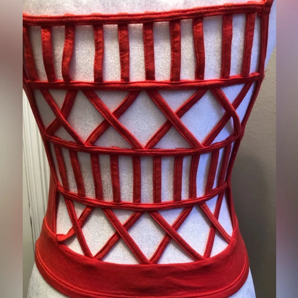 Lattice Work Cropped Tank Silvergate Size Small - Image 2