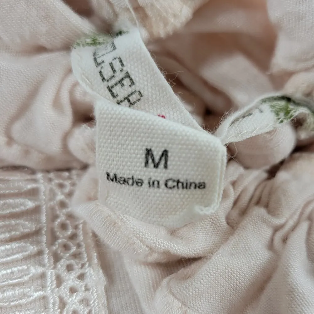 Chelsea & Violet Top Womens M Pink Collar Tie Ruffle Lace Trim Sleeveless Tank - Image 6