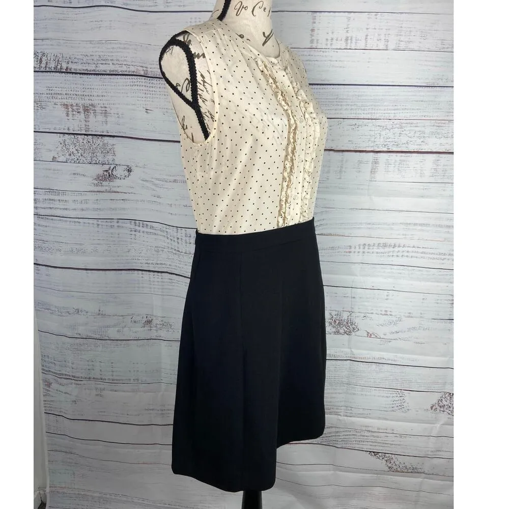 J.Crew Dress Womens 4 Polka Dot Pencil Skirt Sleeveless Ruffle Button Top Silk - Image 3