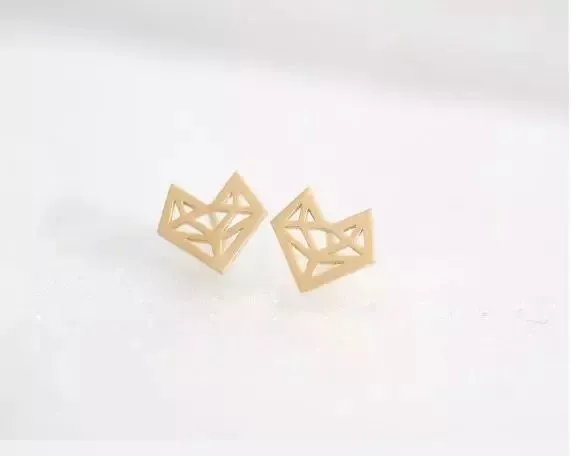 Geometric Diamond Shaped Studs - GOLD - Image 4