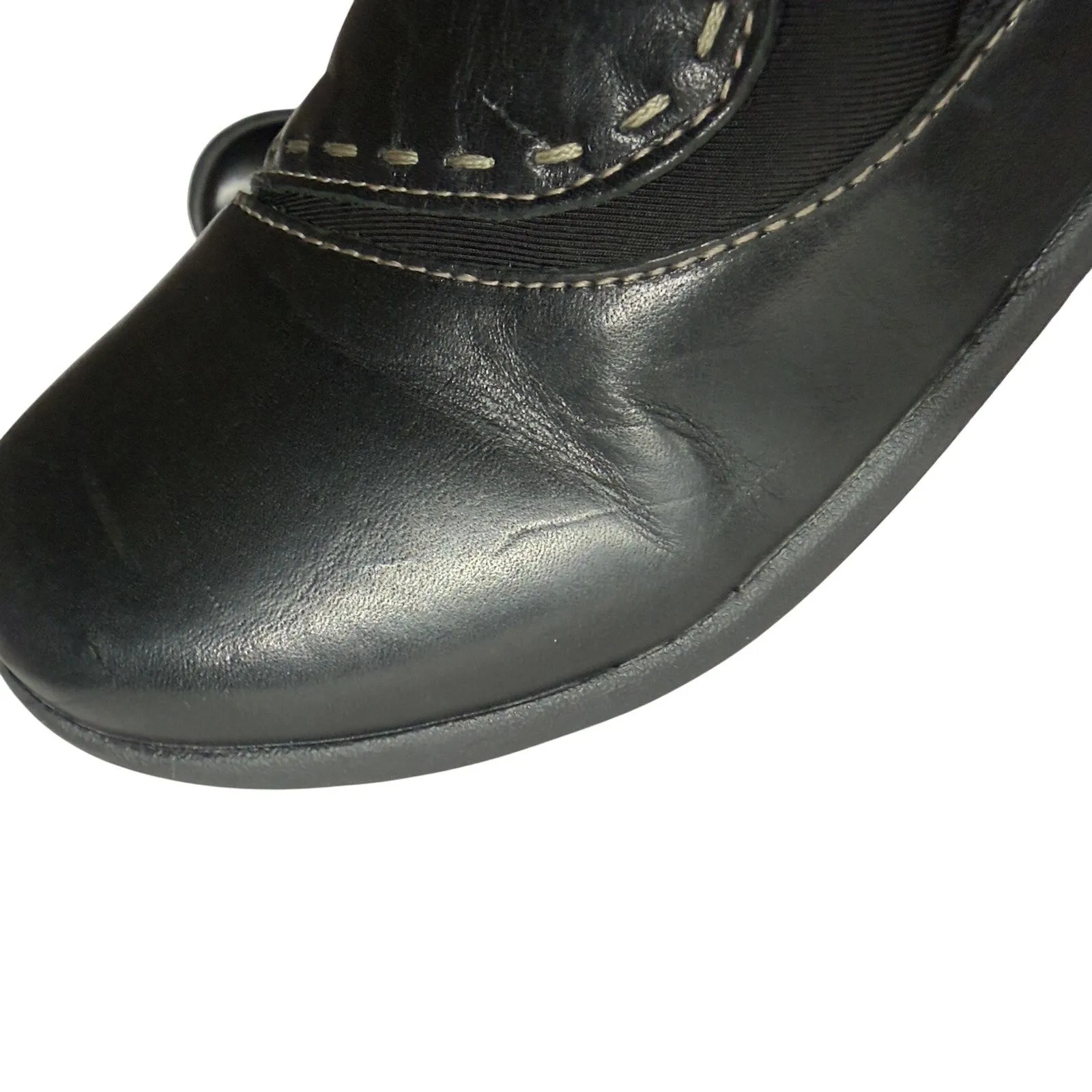 Earth Origins Leona Slip On Flats Black Leather Grandmacore Cottagecore 9.5M - Image 7