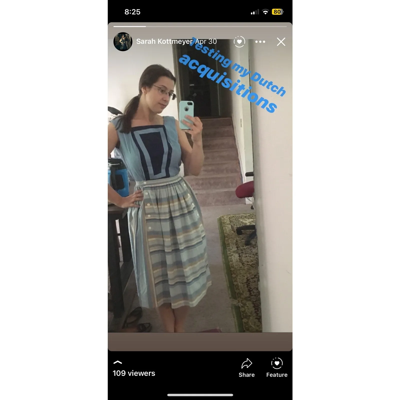 70s Blue Amsterdam stripe skirt - Image 9