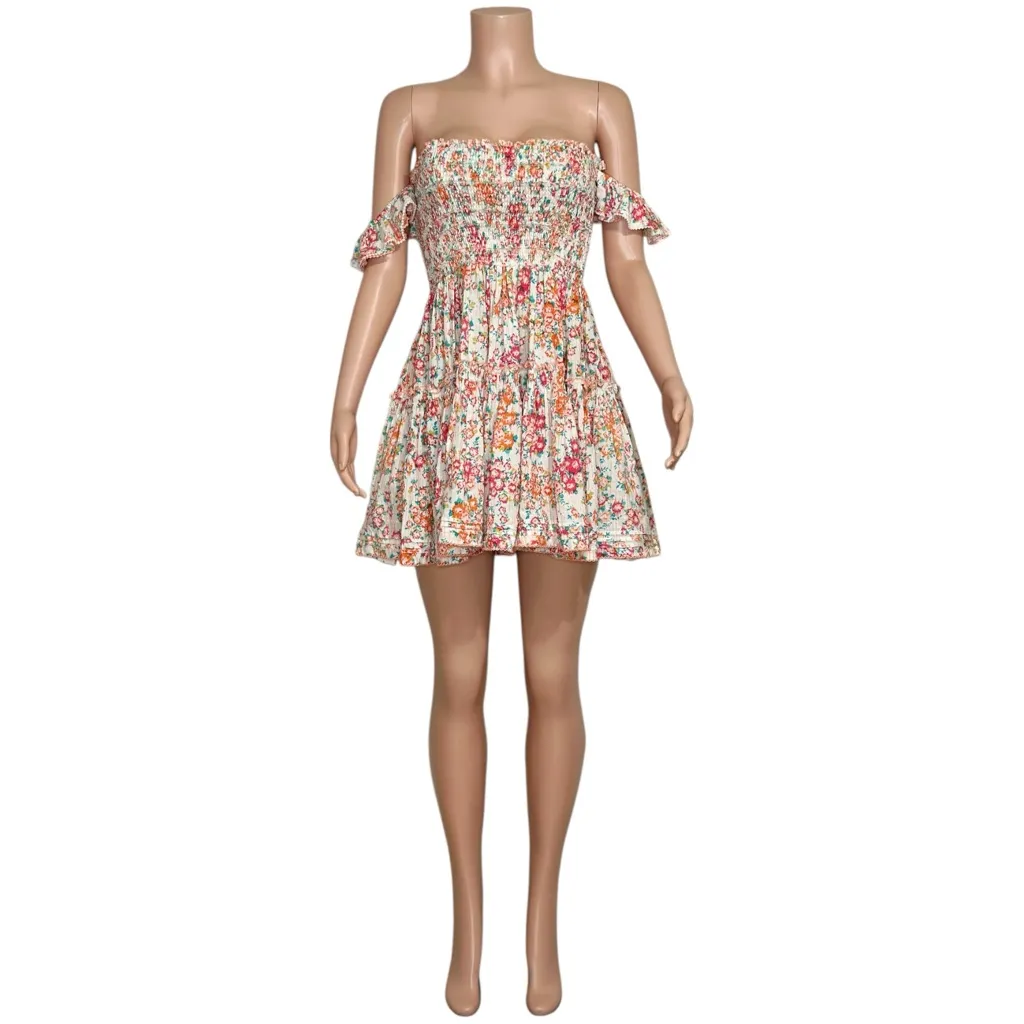 POUPETTE ST. BARTH Aurora Off-The-Shoulder Mini Dress, Pink Aquarelle, Medium - Image 10