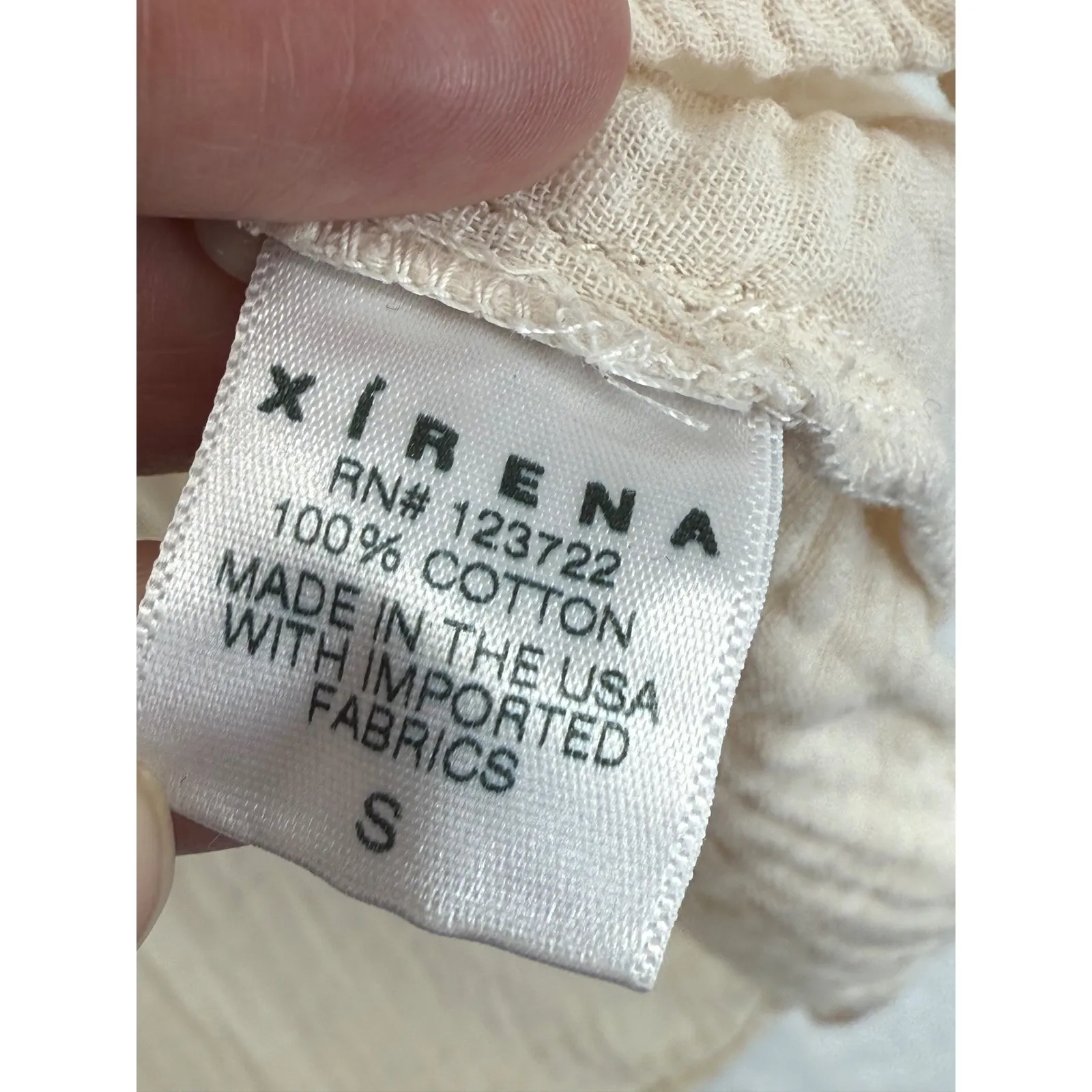 Xirena Women's Gauze Button Down‎ Shirt Top Made in USA Size S Tan - Image 5