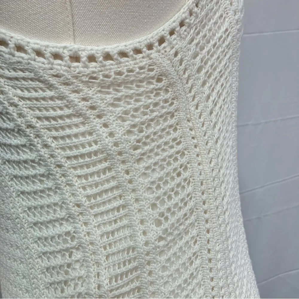 Club Monaco crochet lined mini dress white tank white size S beach vacation - Image 4