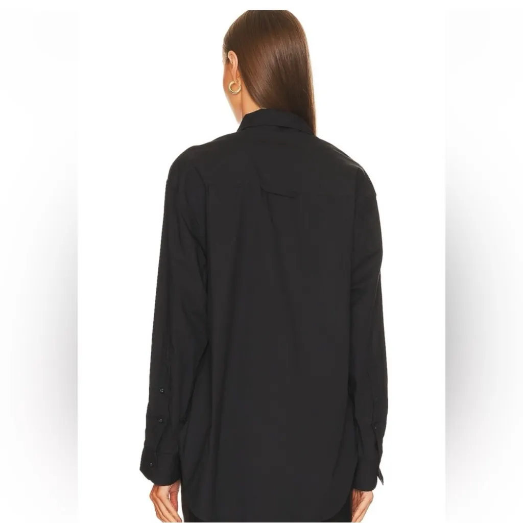 CITIZENS OF HUMANITY Kayla Button Down Short In Black Cotton Poplin Size Large - Image 3