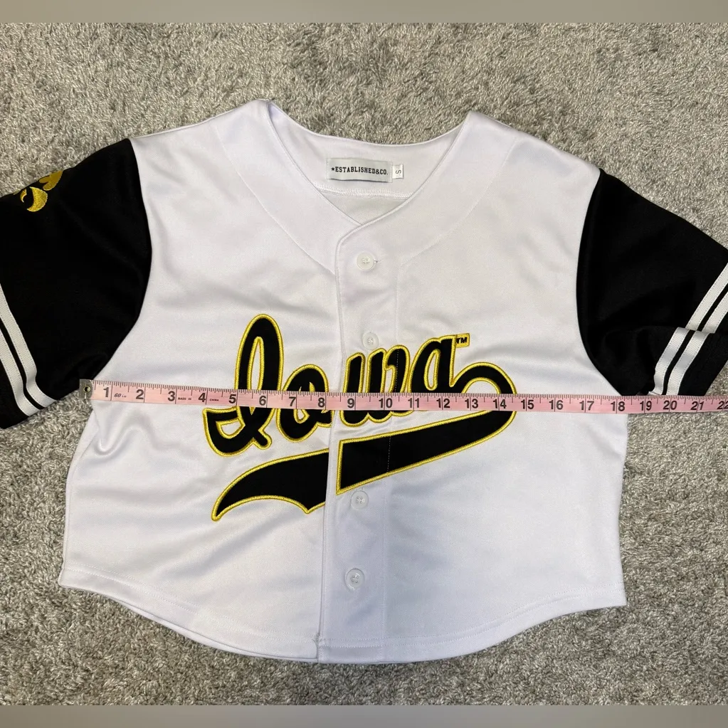 Established Co University Of Iowa Cropped Baseball Crop Jersey Size Small White - Image 10