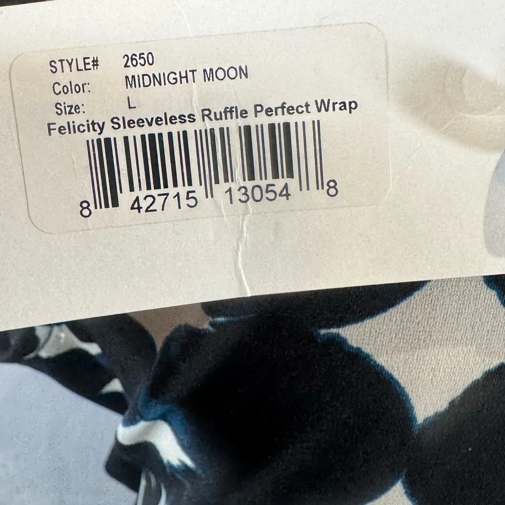LEOTA Felicity Faux Wrap Polka Dot Print Dress in Midnight Moon size Large NWT - Image 7