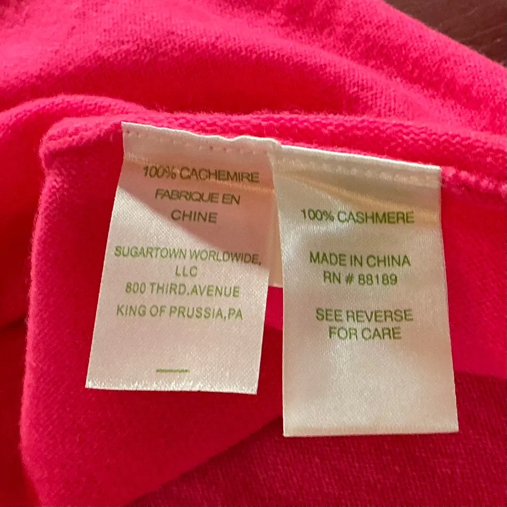 Lilly Pulitzer Sweater S/M Neon Pink 100% Cashmere Oversized Cozy V Neck Womens - Image 11