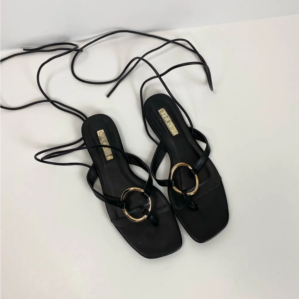 Billini Aisha Lace Up Sandal in Black with Gold O - Image 3