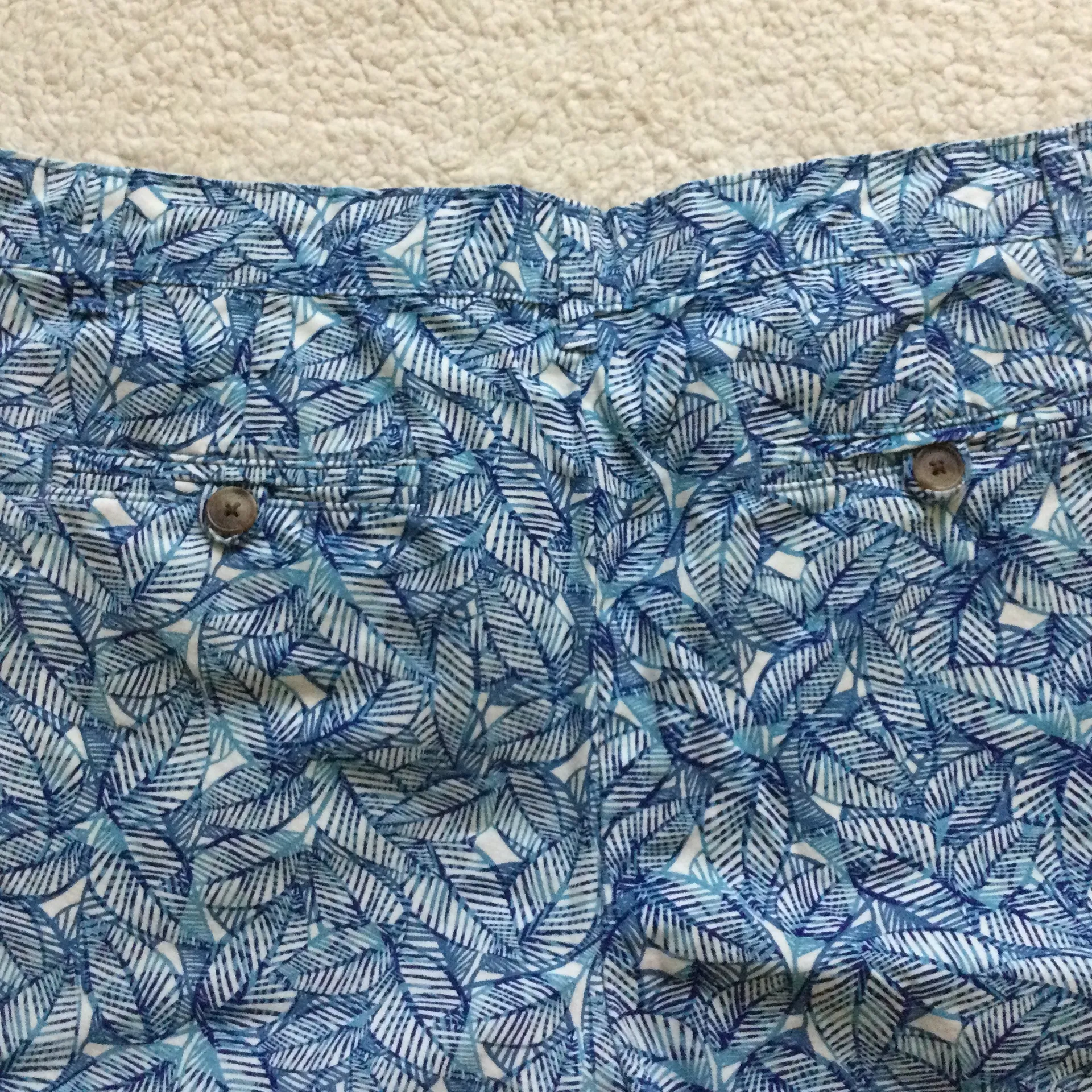 Blue Palm Leaf Print Cotton Shorts - Sz 10 - Image 7