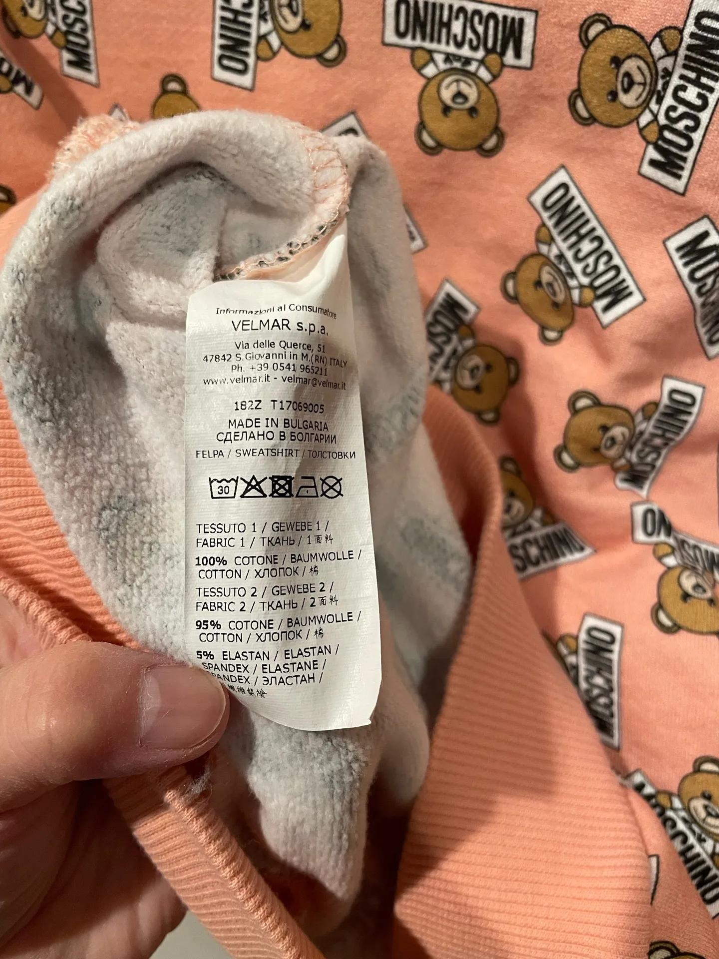 MOSCHINO Women's Teddy Bear Fleece Sweatshirt Orange Pink Size USA XS - Image 6